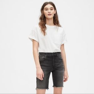 High-Rise Bermuda Denim Shorts